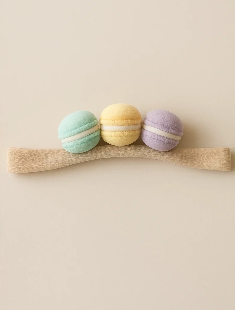 Pastel Macaron Baby Headband with Soft Sweet Treats