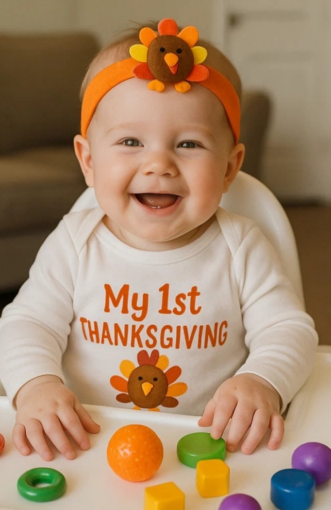 Thanksgiving Turkey Baby Headband - Soft and Adjustable for Infants & Toddlers
