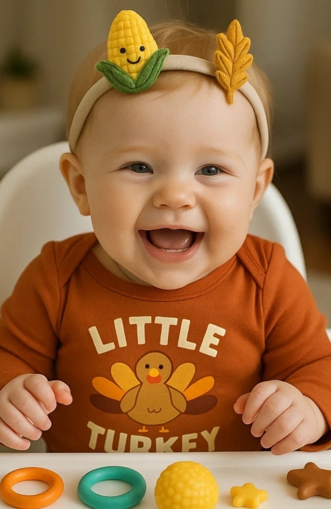 Thanksgiving Corn and Leaf Baby Headband - Fun Felt Design for Little Ones