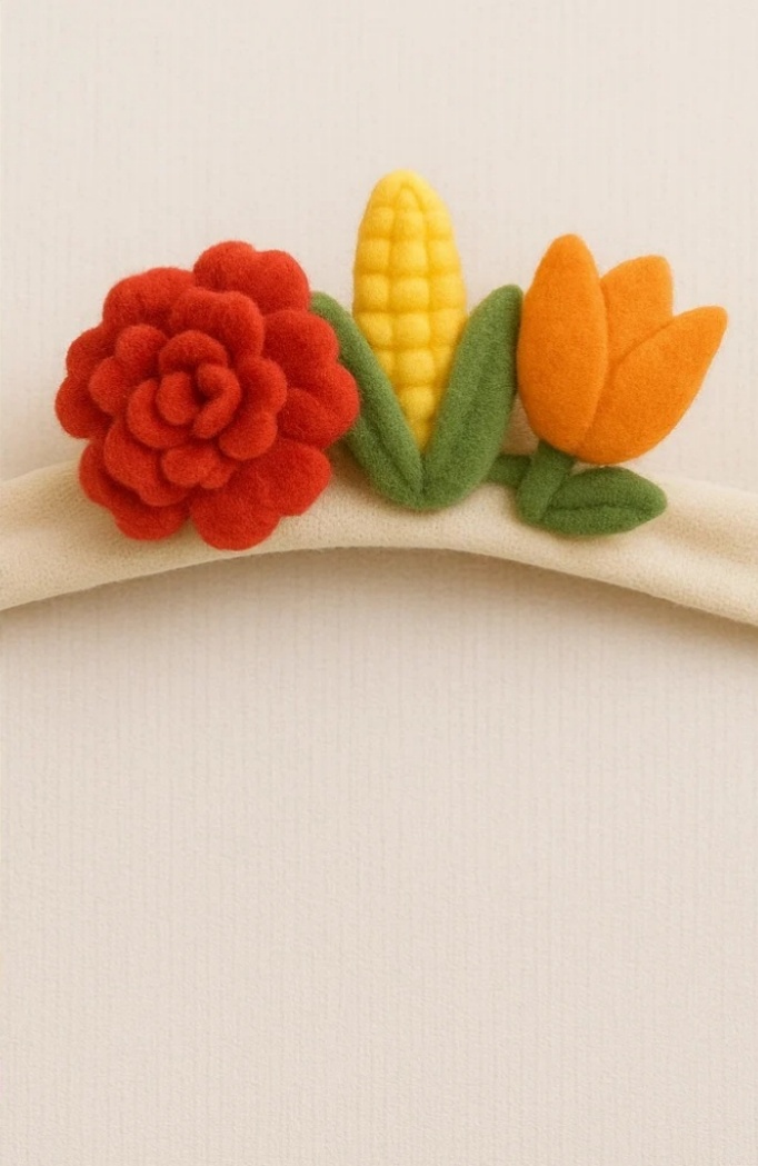Baby Thanksgiving Headband with Felt Flowers and Corn Design