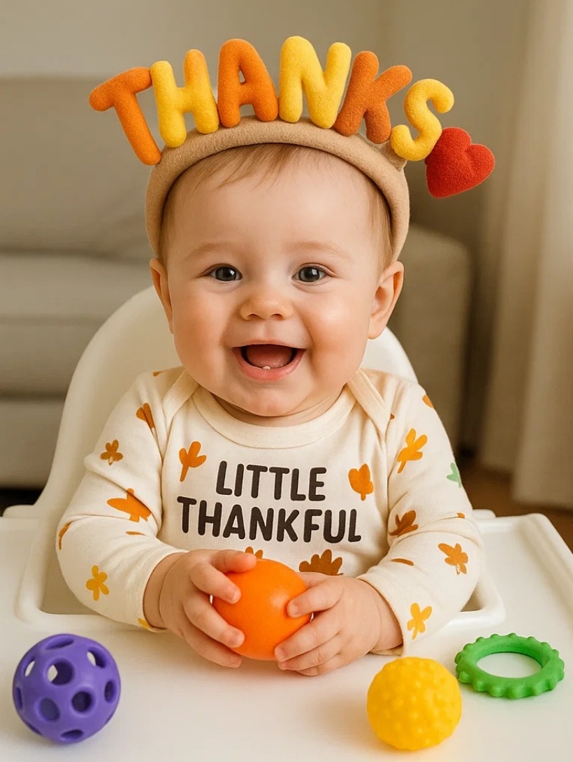 Baby Thanksgiving Headband with Felt &quotTHANKS