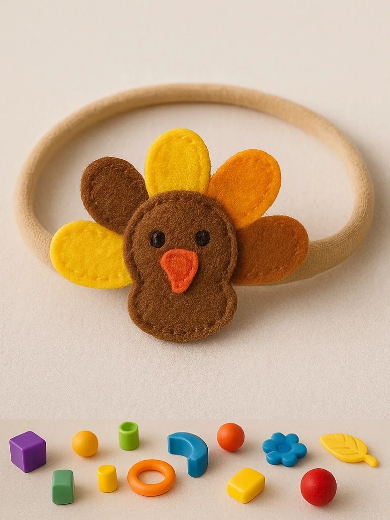 Thanksgiving Turkey Baby Headband - Cute Felt Turkey Design for Infants & Toddlers