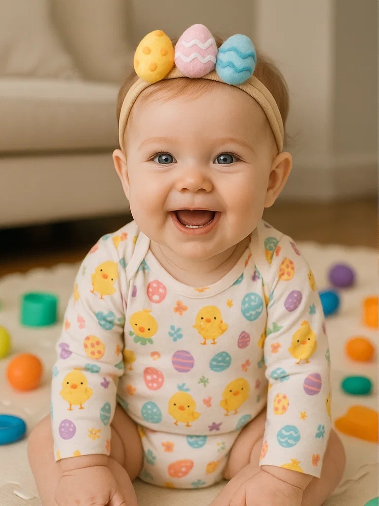 Pastel Easter Egg Baby Headband Set - Soft and Adjustable for Infants & Toddlers