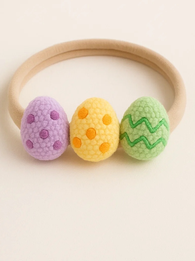 Polka Dot and Zigzag Easter Egg Baby Headband Set - Soft and Adjustable for Infants & Toddlers