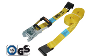 AH-505 Ratchet Strap W/ Flat Hook, PVC Coated Grip, TUV/ GS.