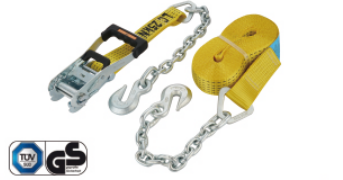 AH-506 Ratchet Strap W/ Flat Hook, PVC Coated Grip, TUV/ GS.