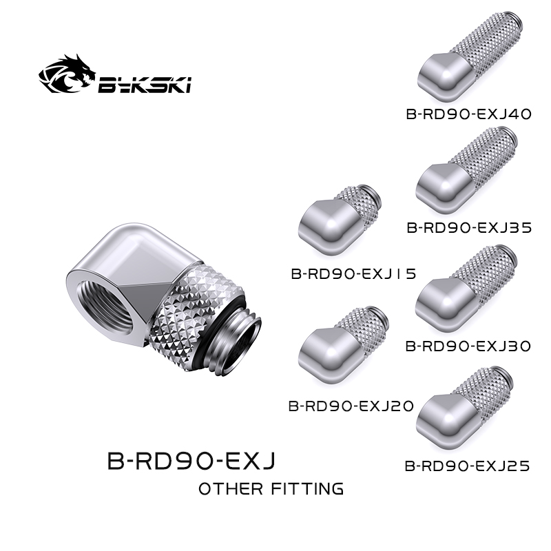 Bykski B-RD90-EXJ Fine 90 degree rotating silver extension elbow Cooling rotary joint