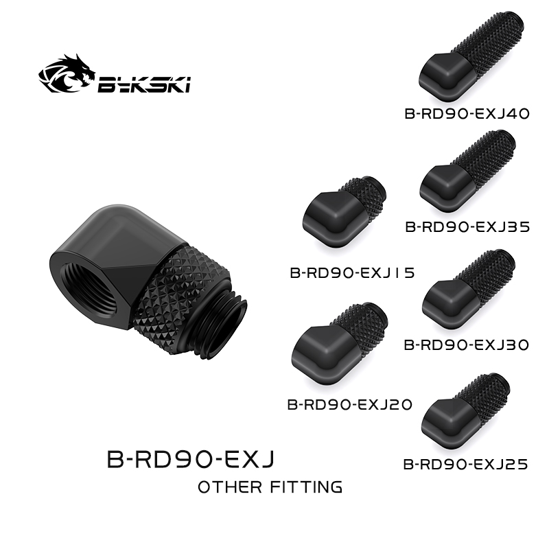 Bykski B-RD90-EXJ Fine 90 degree rotating black extension elbow Cooling rotary joint