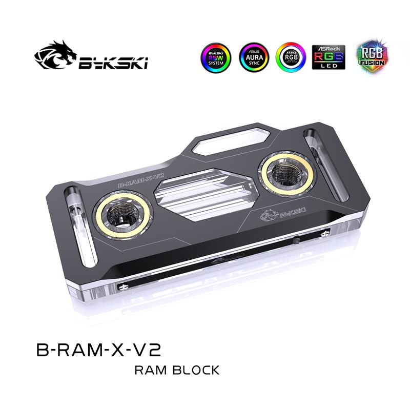 Bykski B-RAM-X-V2 Silver,Black Acrylic+aluminum Support dual channel  RAM BLOCKS