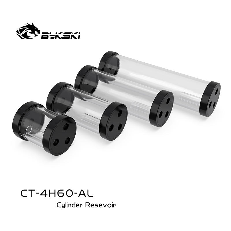 Bykski CT-4H60-AL black The New 3-hole cylindrical water tank 80/ 130/180/240MM