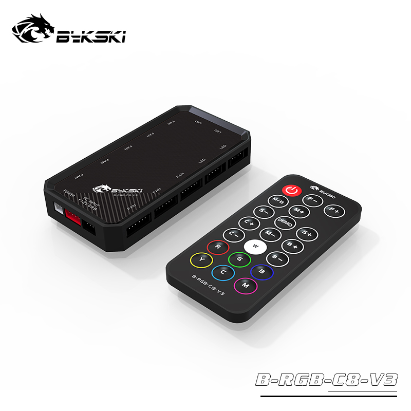 Bykski B-RGB-C8-V3 12V RGB Light controller 1 drag (8+4) remote control color changing light control