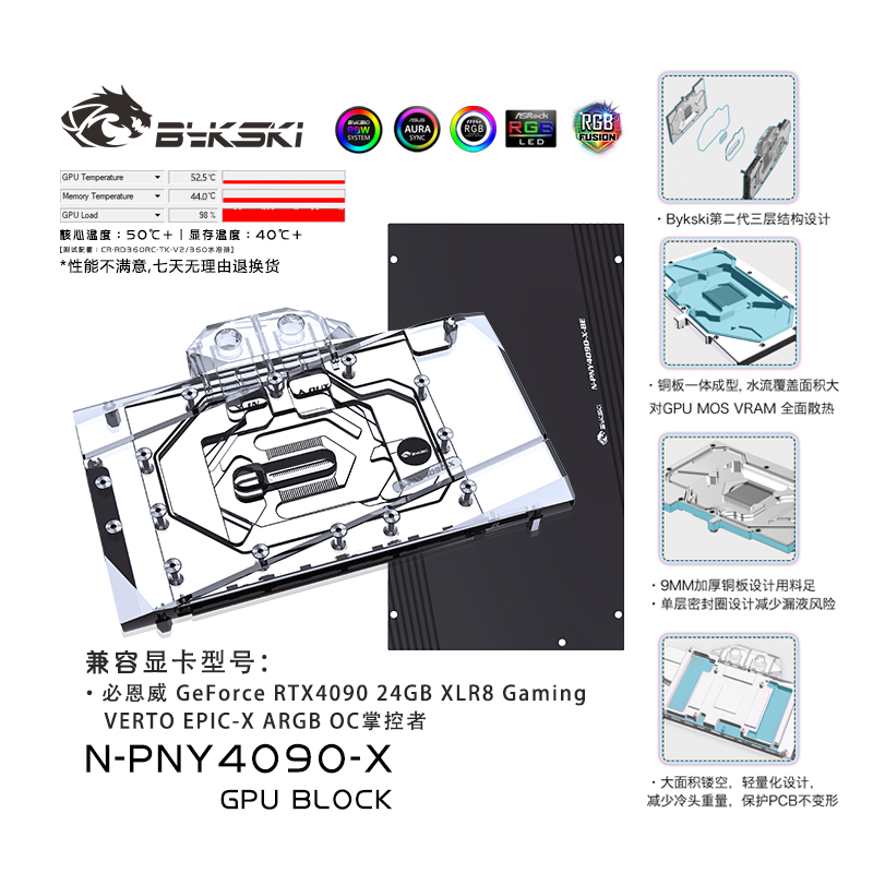 Bykski N-PNY4090-X graphics card water-cooled head Bienvei GeForce RTX4090 24GB