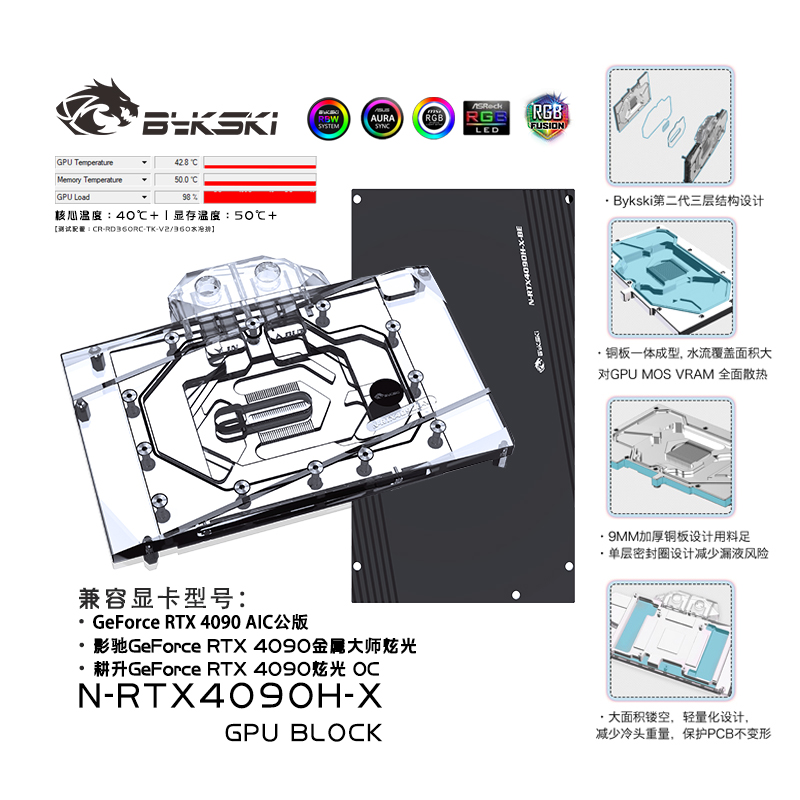 Bykski N-RTX4090H-X GPU BLOCK NVIDIA RTX 4090 AIC
