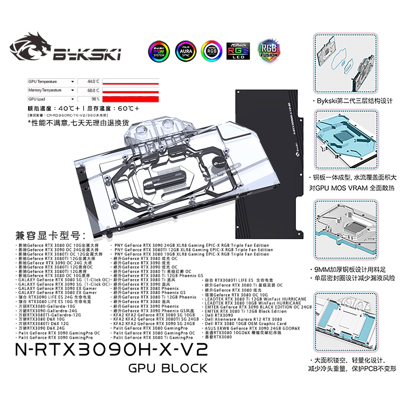 Bykski N-RTX3090H-X-V2 NVIDIA public version RTX3090/3080 GPU BLOCK Radiator