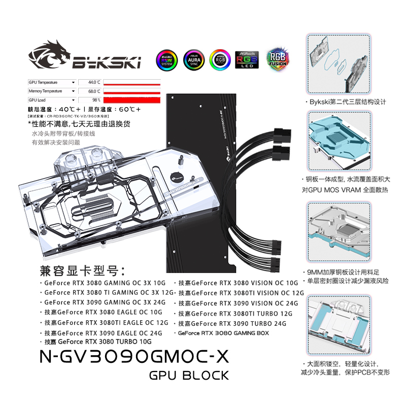Bykski N-GV3090GMOC-X Giga 3080 GAMING OC GPU BLOCK Radiator