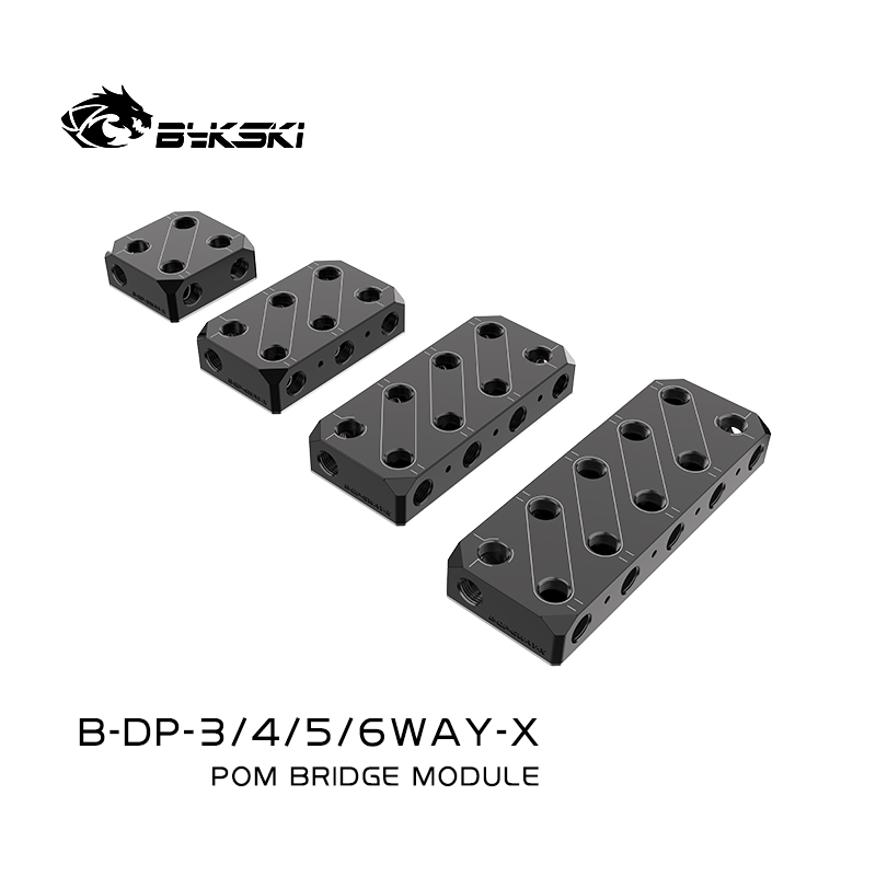 Bykski B-DP-6WAY-X water distributor with six sets of water circuit series connection block heads for easy disassembly and assembly
