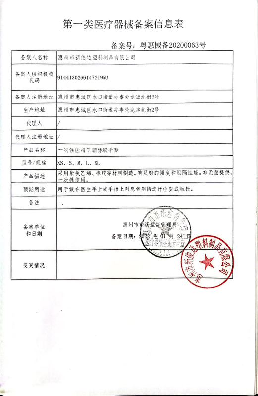 第一类医疗器械备案信息表