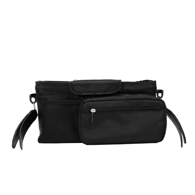 Universal Stroller Caddy Organizer with Shoulder Strap and Insulated Bottle Holder