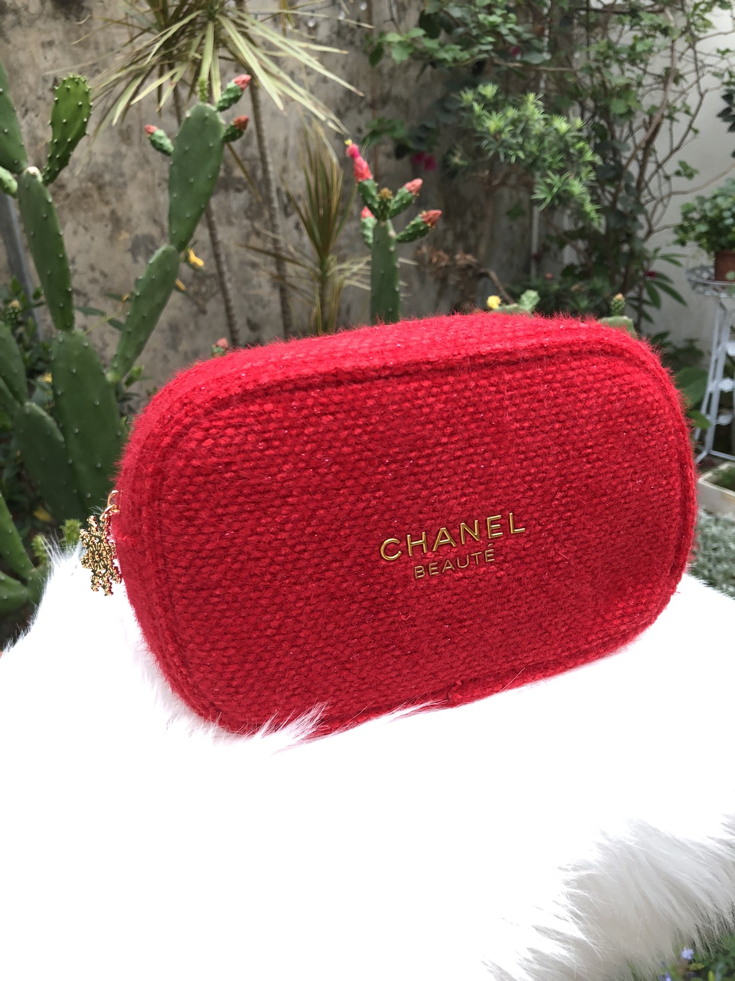 chanel red makeup bag