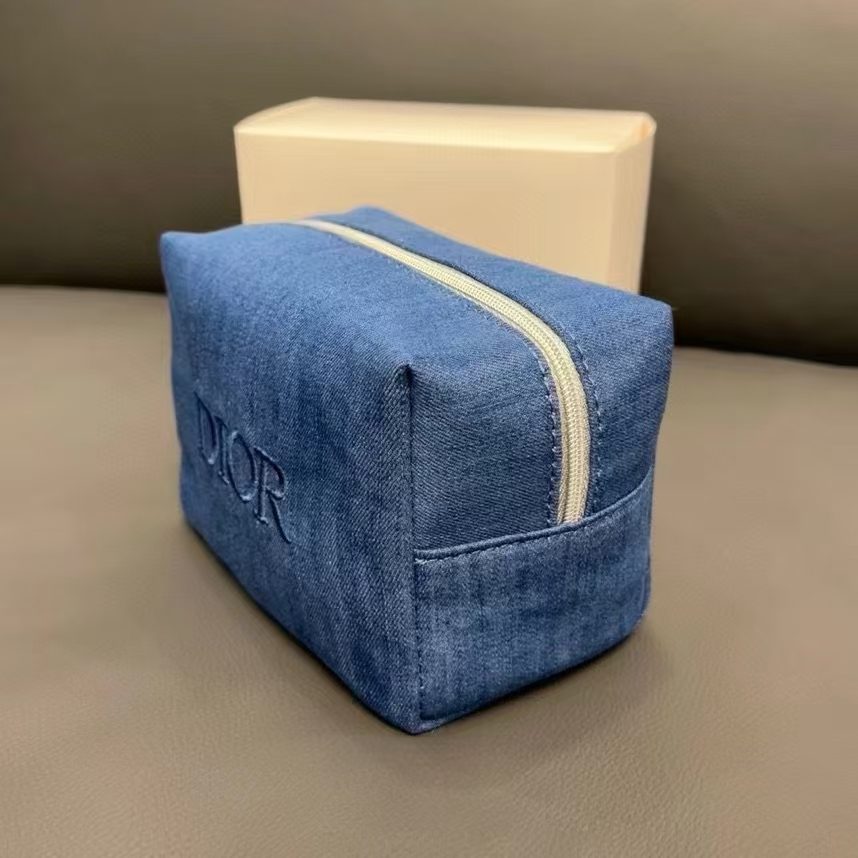 dior blue makeup bag