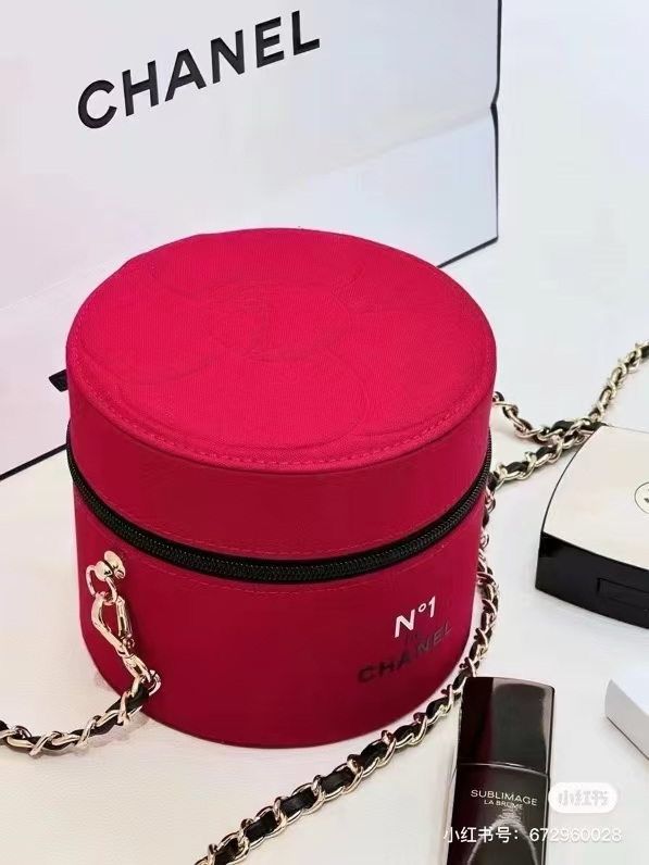 chanel red makeup bag