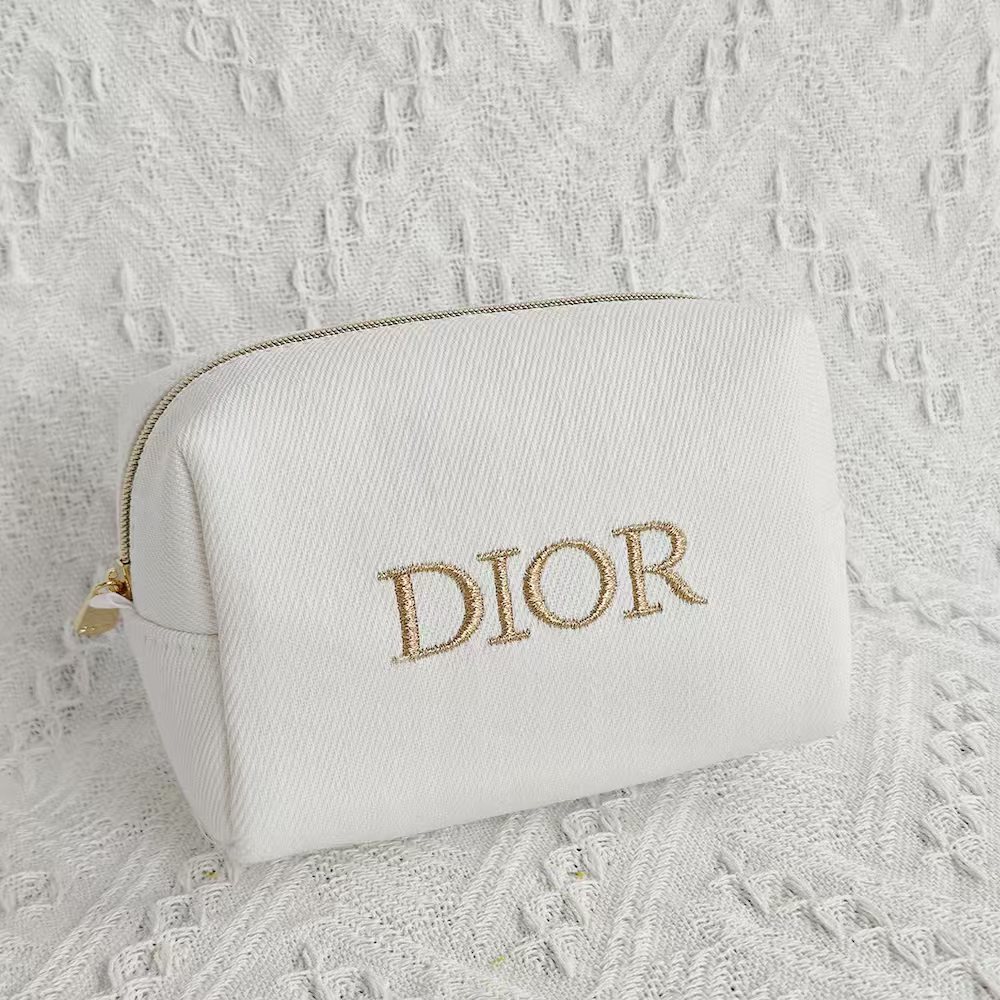 dior white makeup small bag