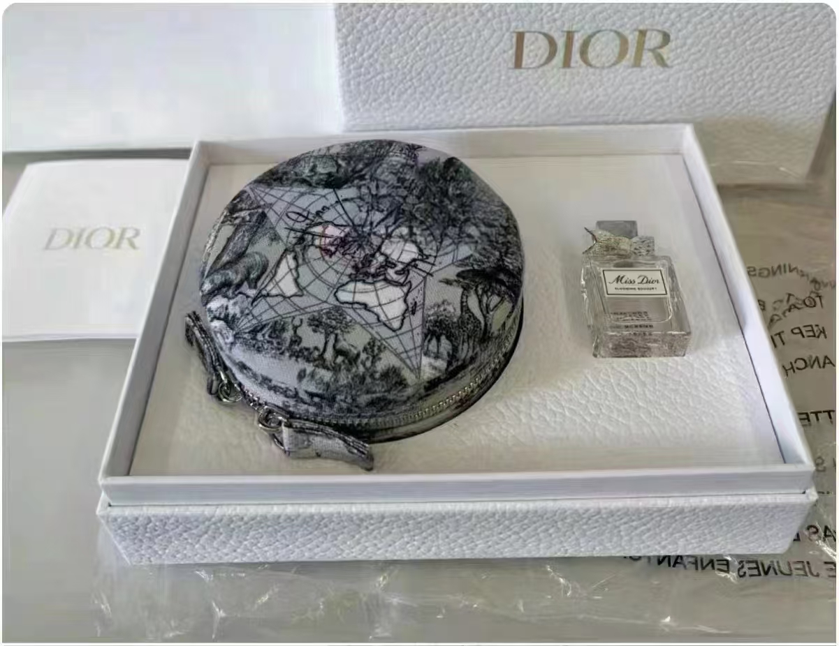 dior makeup bag with perfume