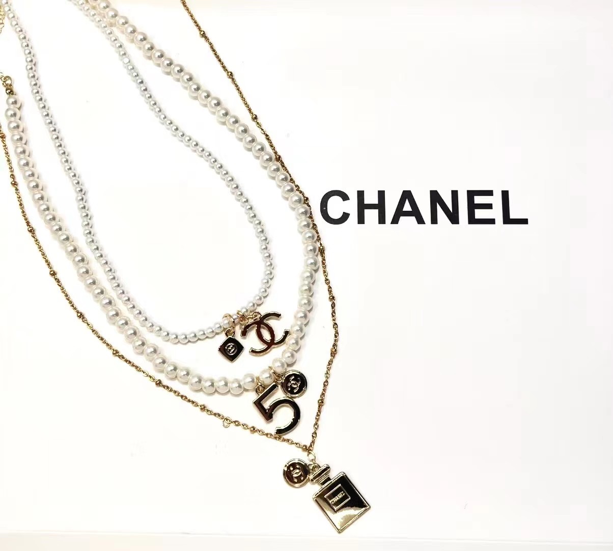 chanel necklace one set/3 pieces