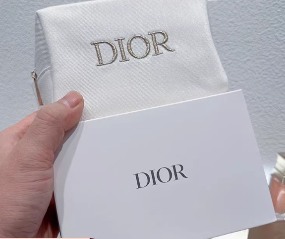 dior white makeup bag