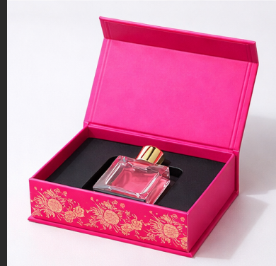 Luxury Pink Magnetic Closure Gift Box Custom Perfume Fragrance Bottles Packing Foldable Magnetic Cardboard Closure  Flat Rigid Perfume Paper box