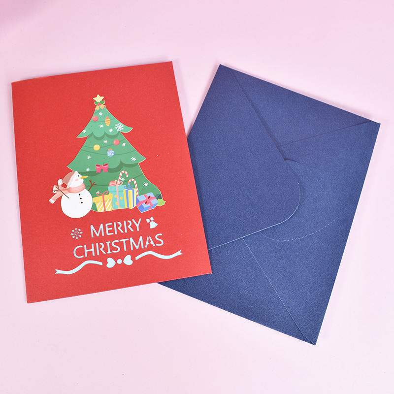 Interactive Magical gift boxes Snowman Christmas Tree Jesus Santa Claus Religious Pop Up 3d Paper Christmas Greeting Card