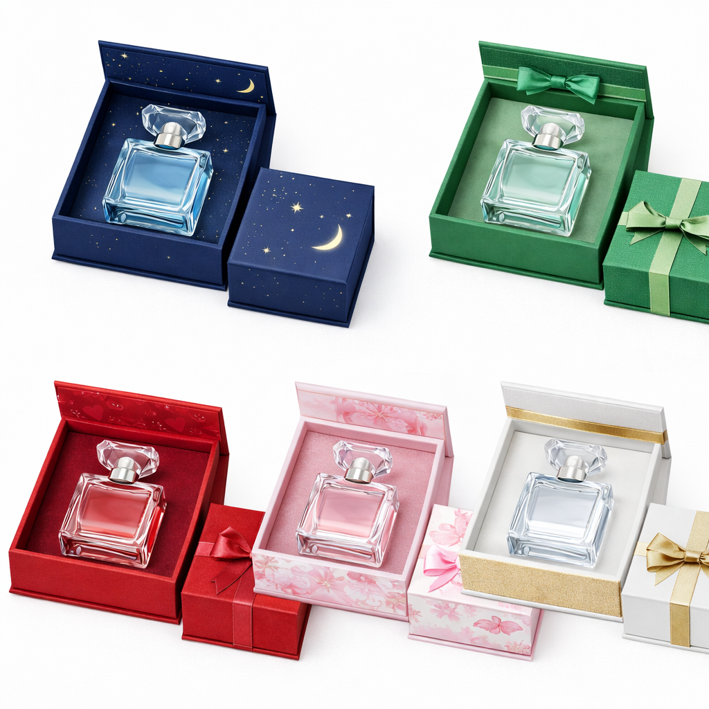 Luxury Themed Perfume Magnetic Gift Box Set Custom Star Moon Floral Packaging
