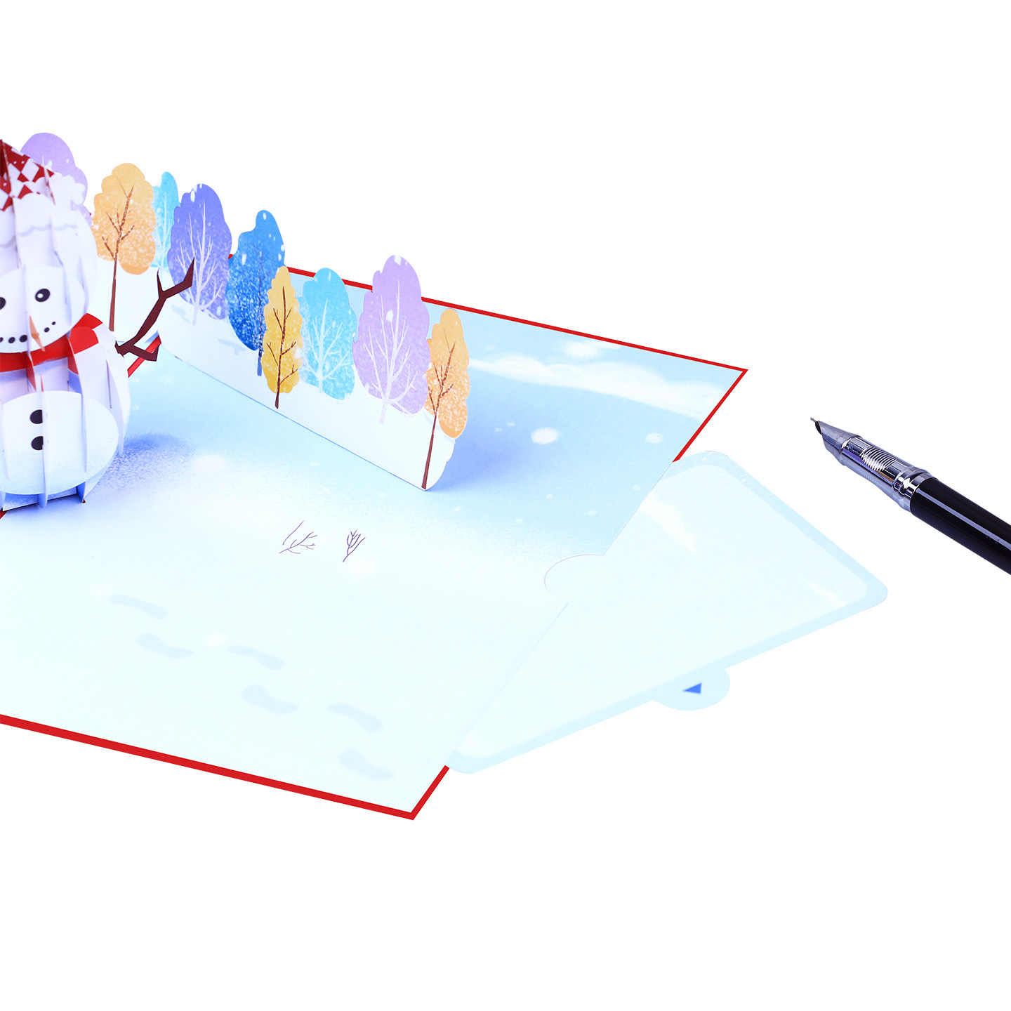 Interactive Magical Snowman Christmas Tree Jesus Santa Claus Religious Red Hat Pop Up 3d Paper Christmas Greeting Card