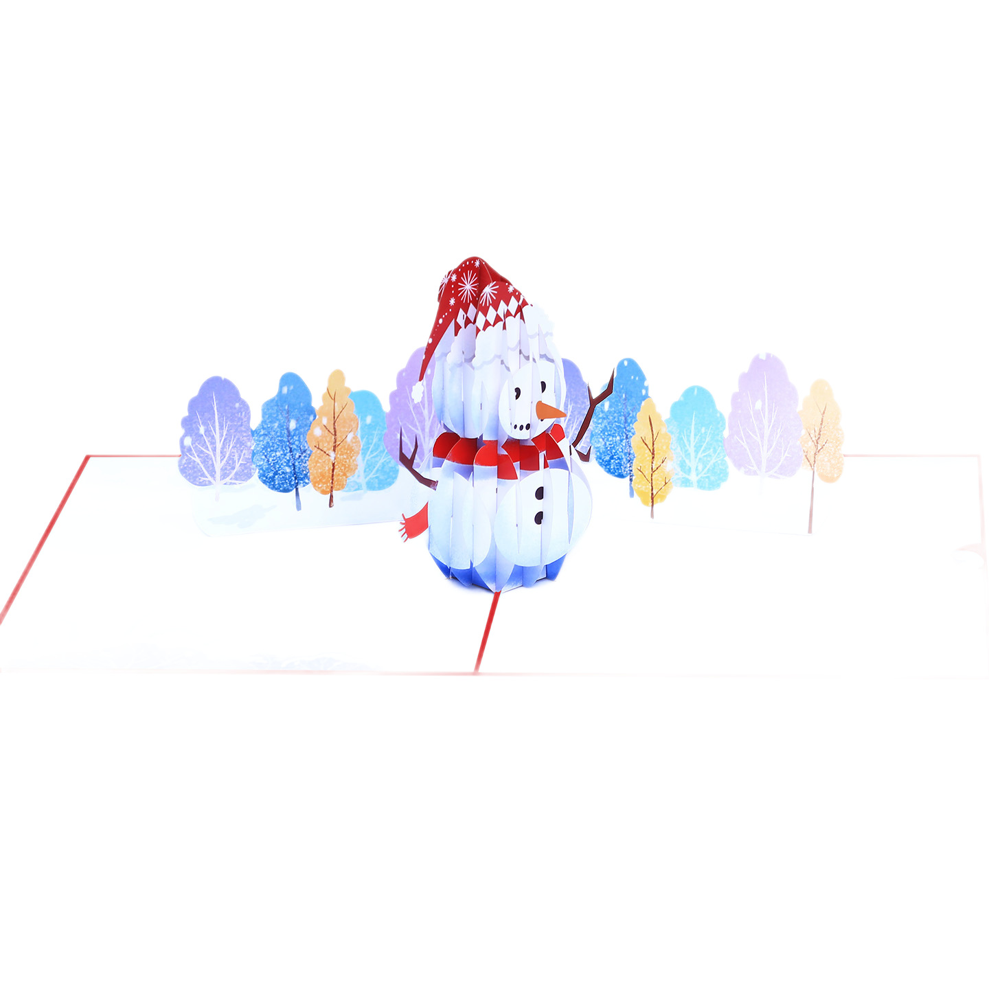 Interactive Magical Snowman Christmas Tree Jesus Santa Claus Religious Red Hat Pop Up 3d Paper Christmas Greeting Card