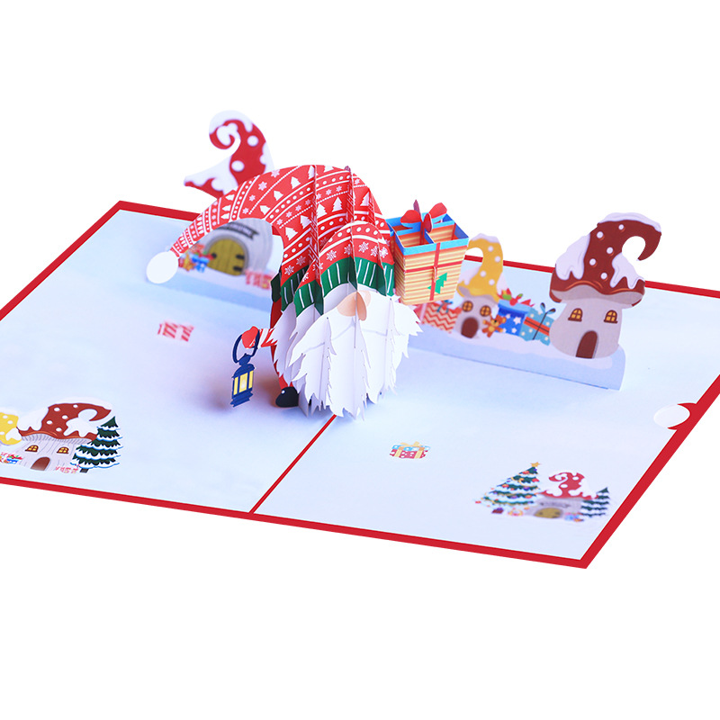Interactive Magical Snowman Christmas Tree Gift Box Jesus Santa Claus Religious Pop Up 3d Paper Christmas Greeting Card