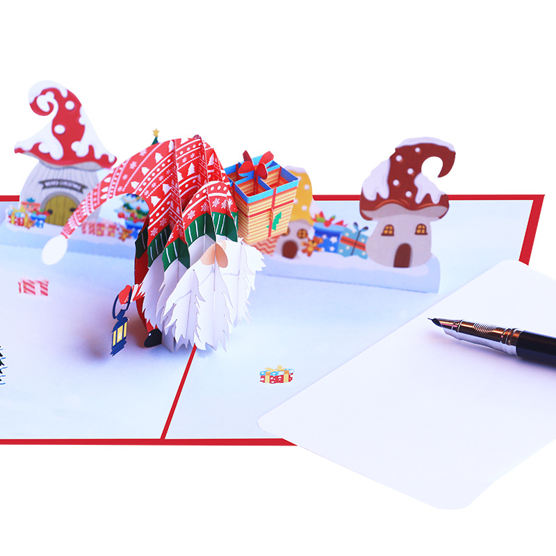 Interactive Magical Snowman Christmas Tree Gift Box Jesus Santa Claus Religious Pop Up 3d Paper Christmas Greeting Card