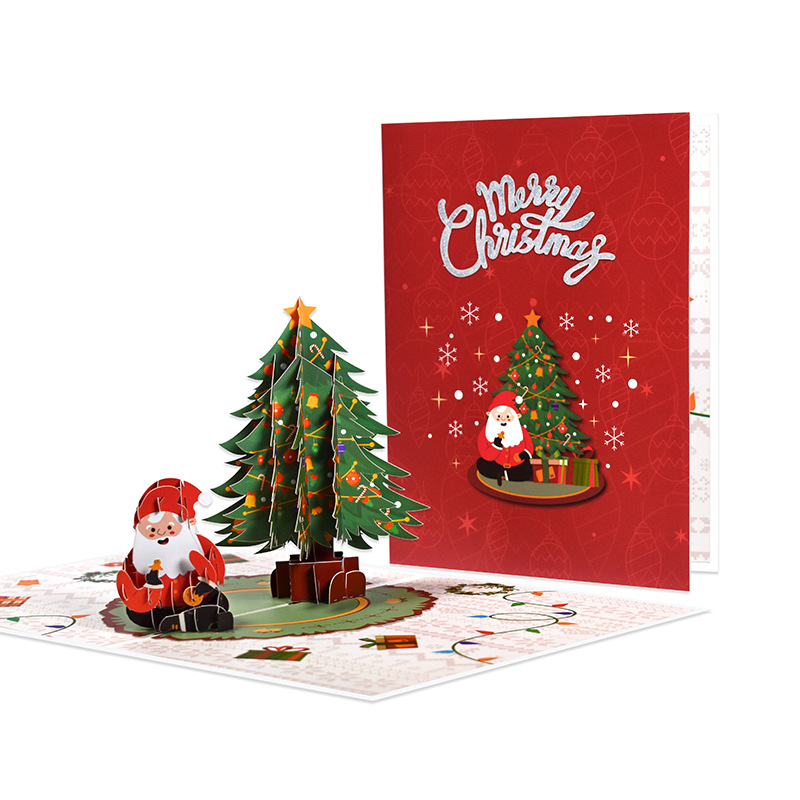 Interactive Magical Snowman Christmas Green Tree Santa Claus Pop Up 3d Paper Christmas Greeting Card