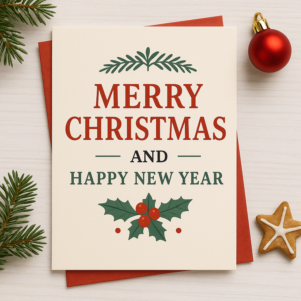Custom Handcrafted 400gsm Christmas Greeting Card Holiday Card with Nature Motifs