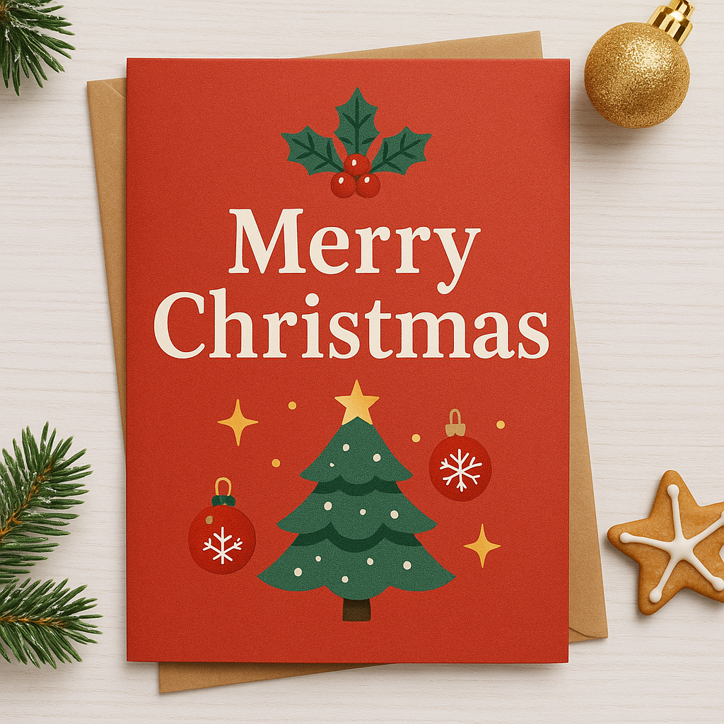 Custom Handcrafted 400gsm Christmas Greeting Card Holiday Card with Nature Motifs