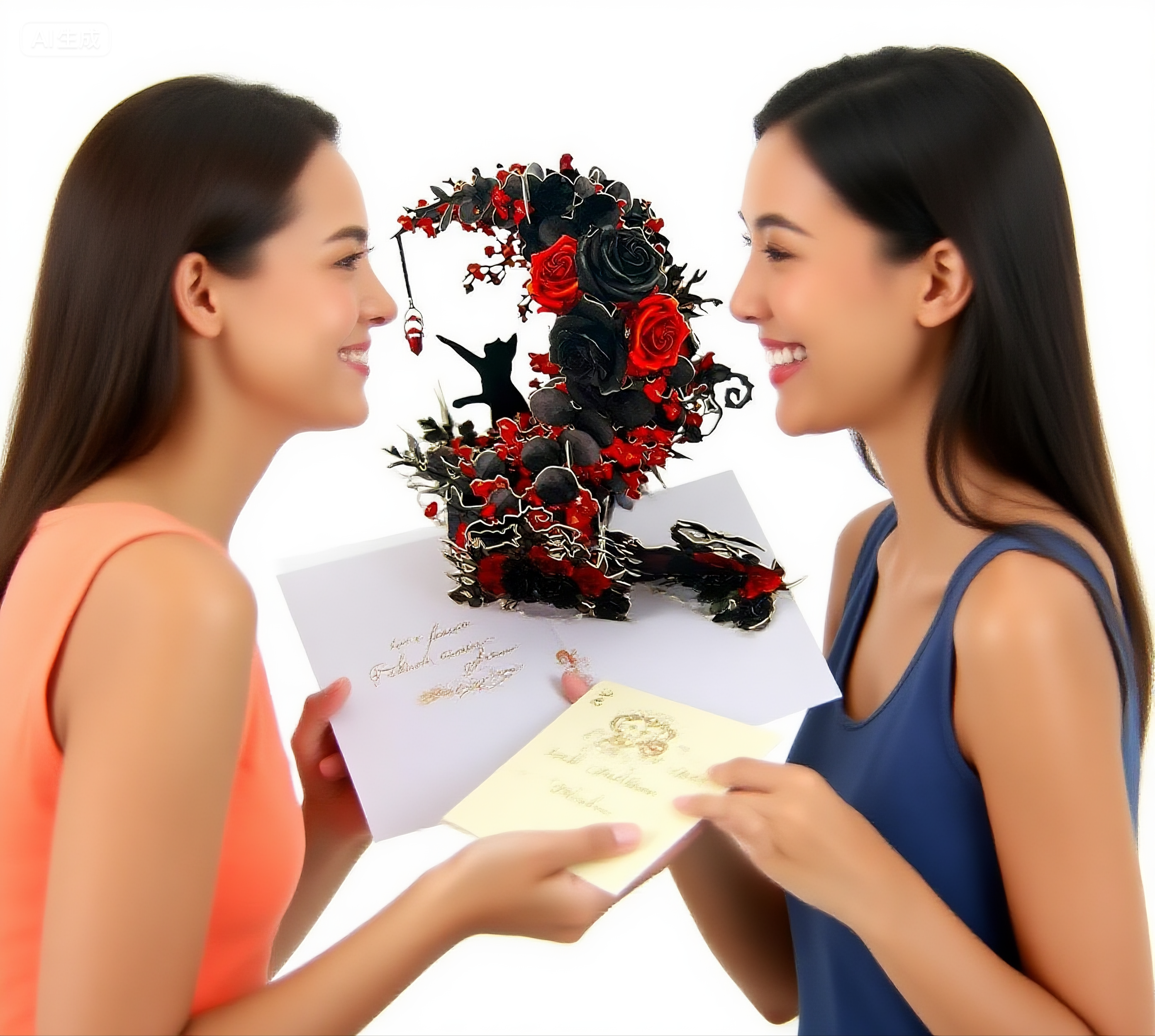 interactive spooky haunted house red flower witch ghost pumpkin pop up 3d paper halloween greeting card