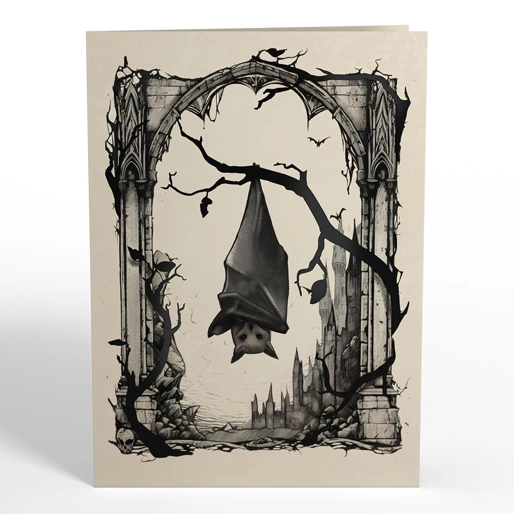 Animated Ghost-themed spooky light-up musical pop up 3d paper halloween greeting card