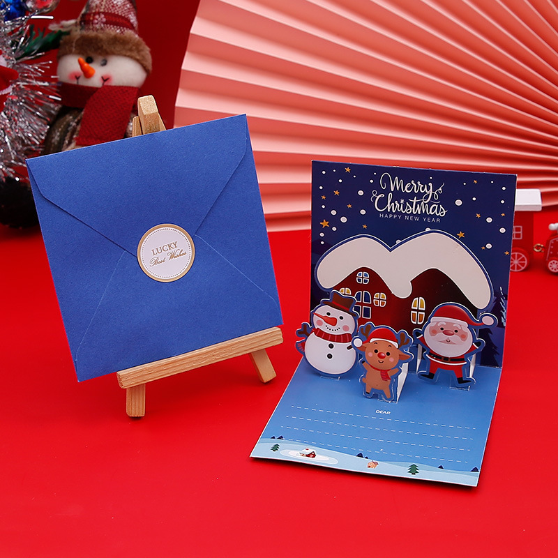Interactive Magical Cute Colourful Snowman Christmas Tree Santa Claus Pop Up 3d Paper Merry Christmas Greeting Card