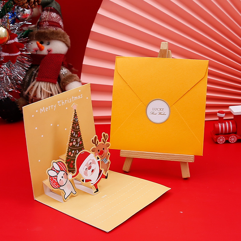 Interactive Magical Cute Colourful Snowman Christmas Tree Santa Claus Pop Up 3d Paper Merry Christmas Greeting Card