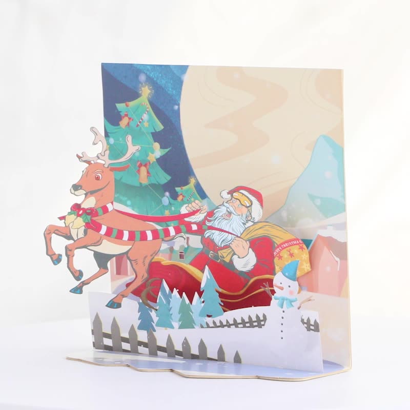 Interactive Magical Frosty Snowman Christmas Tree Jesus Santa Claus Religious Jolly Pop Up 3d Paper Christmas Greeting Card