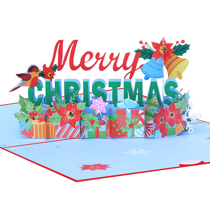 Interactive Magical Snowman Christmas Green Tree Jesus Santa Claus Religious Pop Up 3d Paper Christmas Greeting Card
