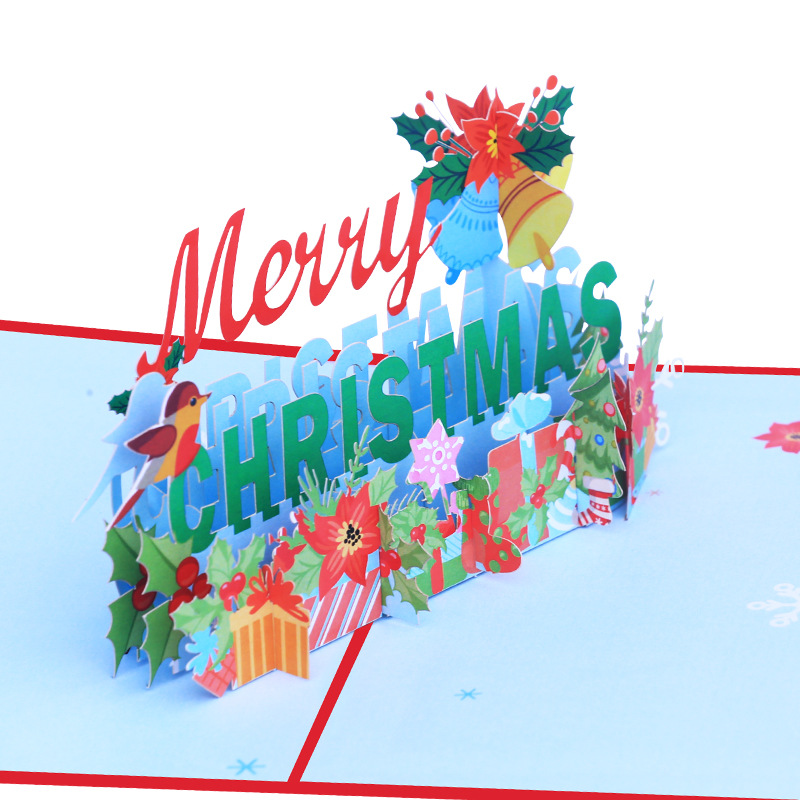 Interactive Magical Snowman Christmas Green Tree Jesus Santa Claus Religious Pop Up 3d Paper Christmas Greeting Card