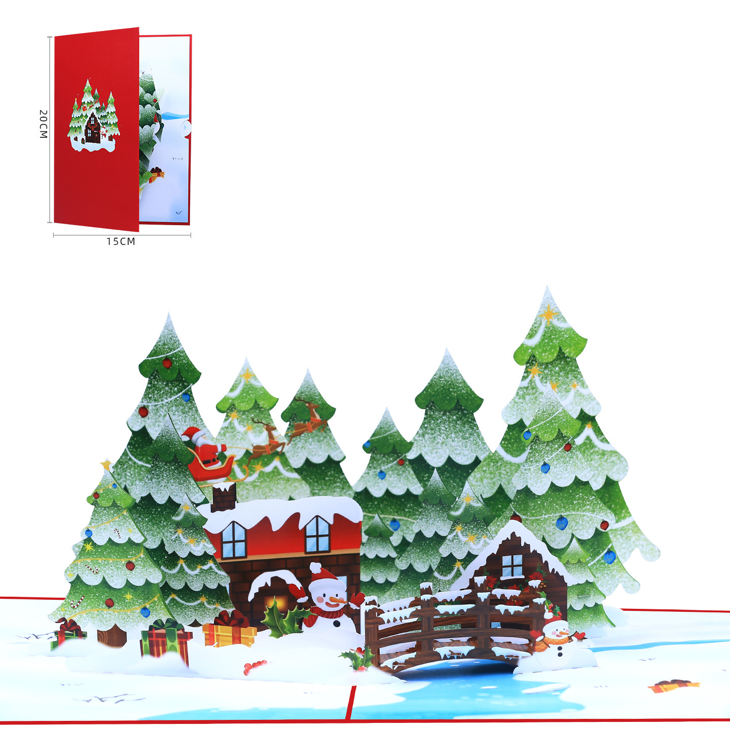 Interactive Magical Snowman Christmas Snowy Cabin Tree Santa Claus Pop Up 3d Paper Christmas Greeting Card
