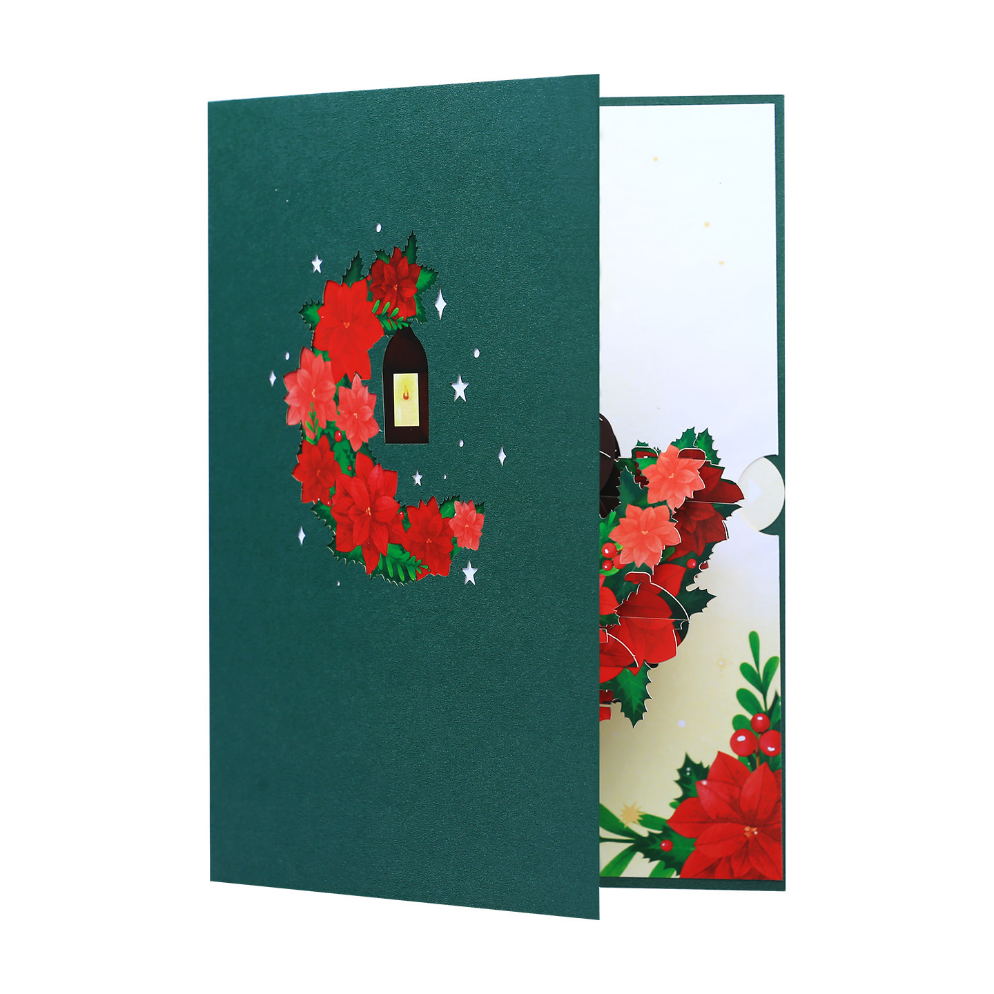 Interactive Magical Snowman Green Christmas Tree Jesus Santa Claus Religious Pop Up 3d Paper Christmas Greeting Card