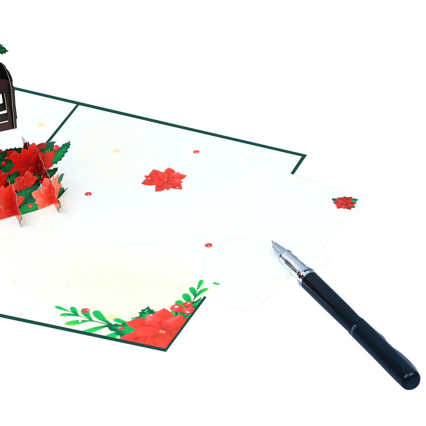 Interactive Magical Snowman Green Christmas Tree Jesus Santa Claus Religious Pop Up 3d Paper Christmas Greeting Card