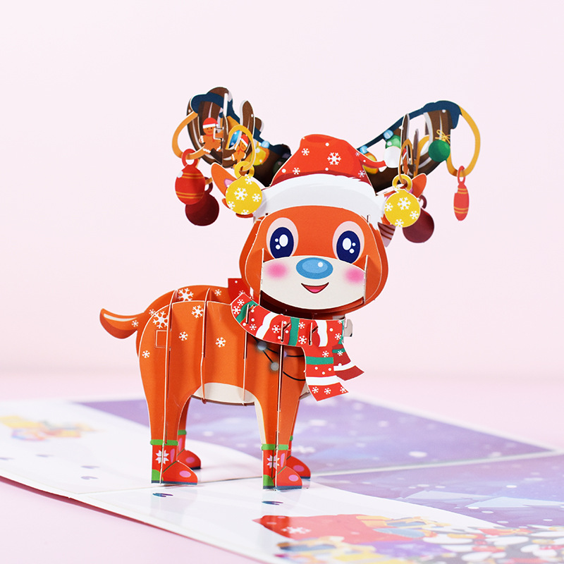 Interactive Magical Snowman Christmas Tree Jesus Santa Bell Pop Up 3d Paper Christmas Greeting Card